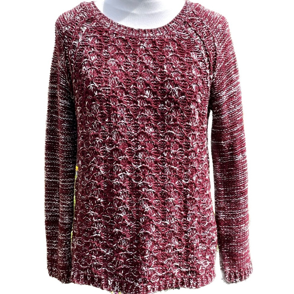 Stradivarius Sweater Marled Burgundy and White Size Medium